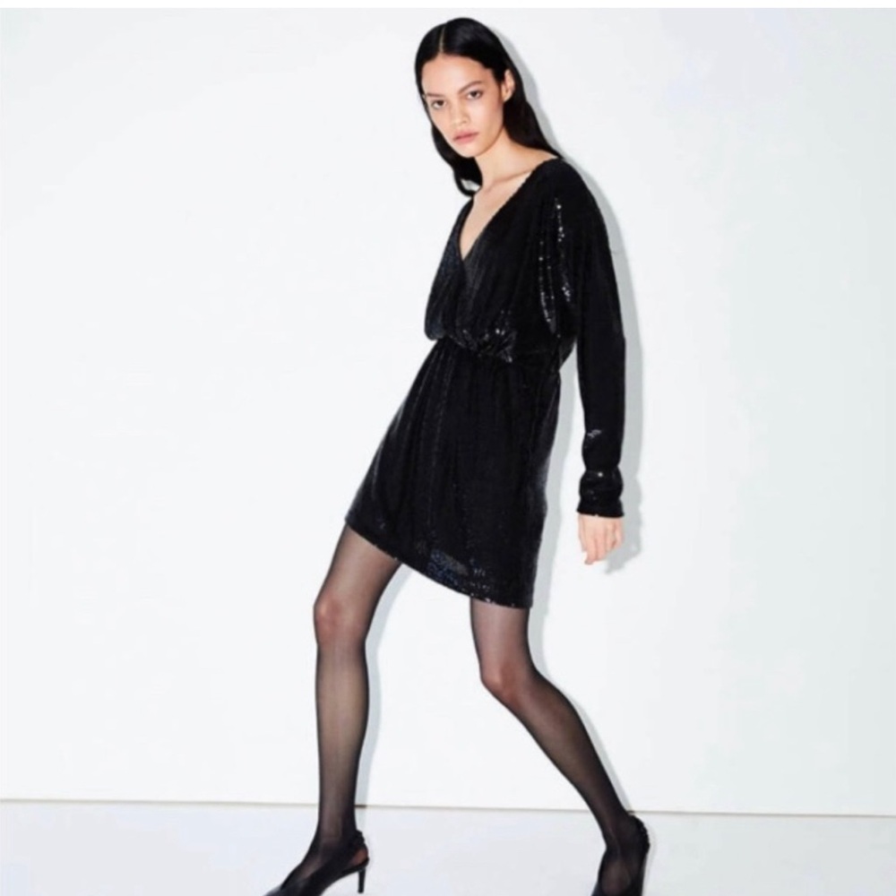 Anine Bing Elena Sequin Black Dress - Picture 3 of 12